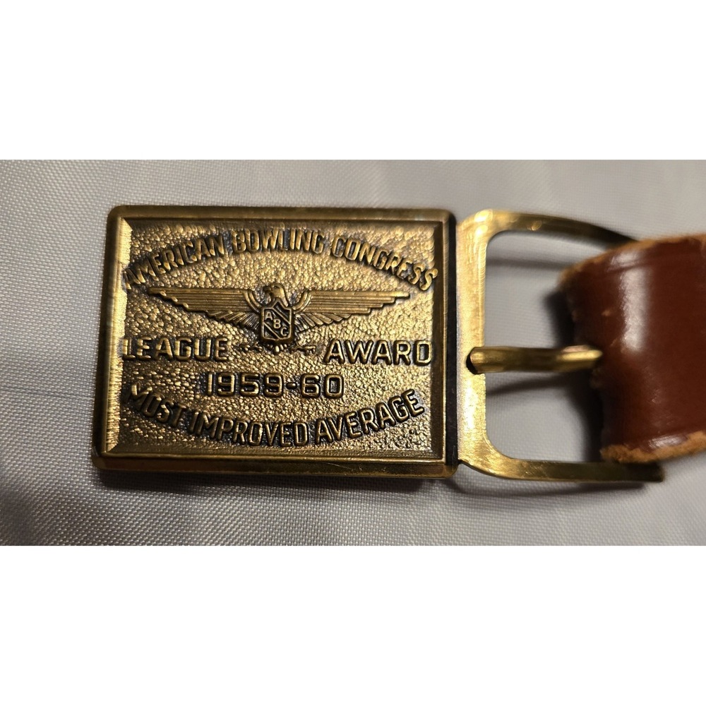 1959-60 ABC Bowling Award‎ Belt Buckle Most Improved Average League Trophy